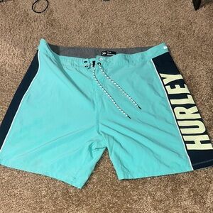 Hurley Men's Teal and Navy Board Shorts